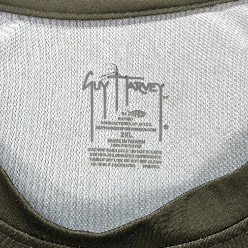 Guy Harvey AFTCO Shirt Mens‎ XXL Green Swordfish Crew Neck Long Sleeve Fishing - Picture 5 of 8